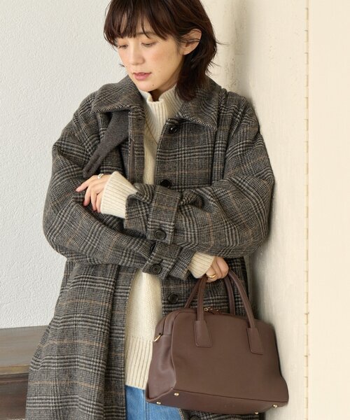 RIVE DROITE(リヴドロワ)の「【インフルエンサーSHIHO企画】チェックステンカラーコート(ステンカラーコート・レディース・グレー/ブラウン・38/36)」の10枚目の写真