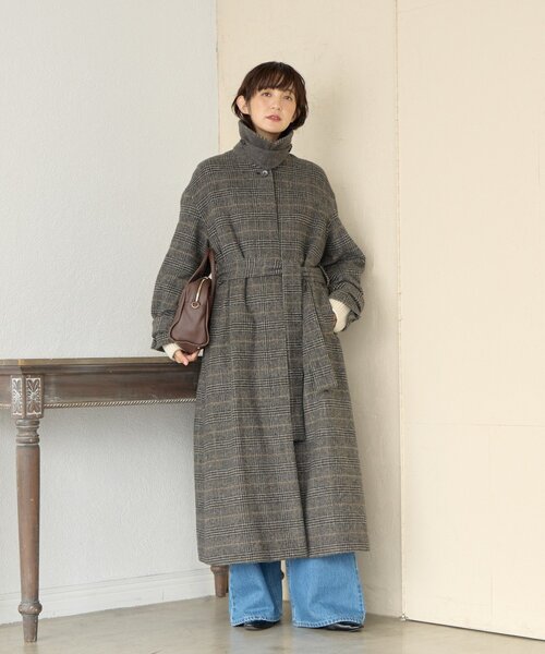 RIVE DROITE(リヴドロワ)の「【インフルエンサーSHIHO企画】チェックステンカラーコート(ステンカラーコート・レディース・グレー/ブラウン・38/36)」の11枚目の写真