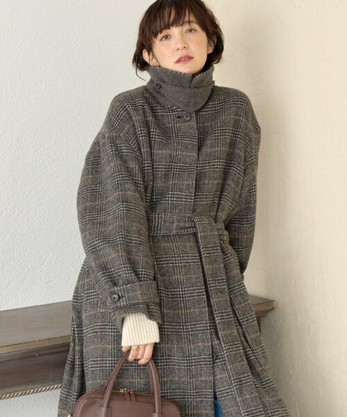 RIVE DROITE(リヴドロワ)の「【インフルエンサーSHIHO企画】チェックステンカラーコート(ステンカラーコート・レディース・グレー/ブラウン・38/36)」の12枚目の写真