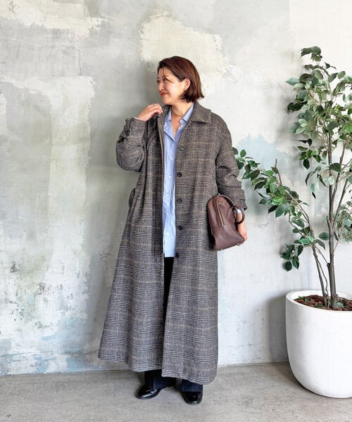RIVE DROITE(リヴドロワ)の「【インフルエンサーSHIHO企画】チェックステンカラーコート(ステンカラーコート・レディース・グレー/ブラウン・38/36)」の14枚目の写真