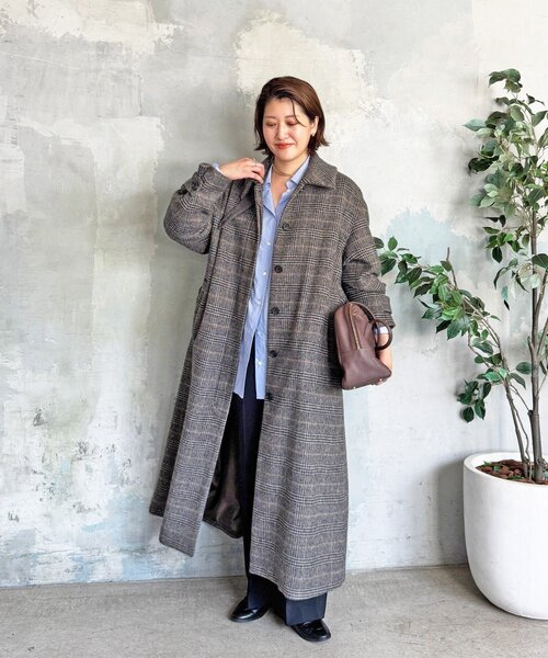 RIVE DROITE(リヴドロワ)の「【インフルエンサーSHIHO企画】チェックステンカラーコート(ステンカラーコート・レディース・グレー/ブラウン・38/36)」の15枚目の写真