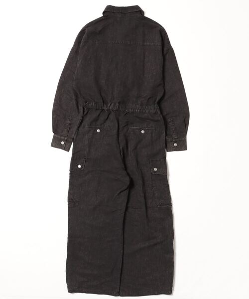 CAMPHOR WOOD(カンファーウッド)の「snow-wash faded rayon nylon l/s jump suit / ケミカルウォッシュフェードナイロンレーヨンL/Sジャンプスーツ(つなぎ/オールインワン・メンズ・ブラック系2/ブラック系1・SMALL/MEDIUM/LARGE)」の3枚目の写真