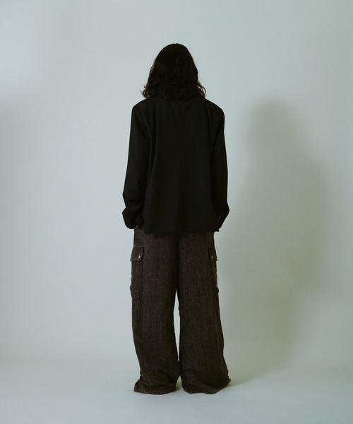 snow-wash faded rayon nylon l/s jump suit / ケミカルウォッシュ