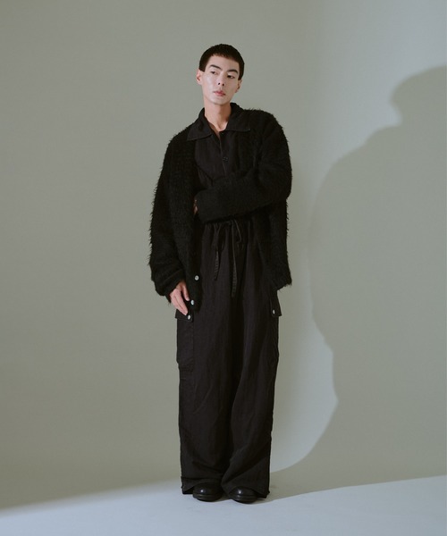 snow-wash faded rayon nylon l/s jump suit / ケミカルウォッシュ