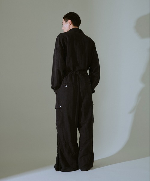 snow-wash faded rayon nylon l/s jump suit / ケミカルウォッシュ
