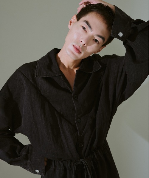 CAMPHOR WOOD(カンファーウッド)の「snow-wash faded rayon nylon l/s jump suit / ケミカルウォッシュフェードナイロンレーヨンL/Sジャンプスーツ(つなぎ/オールインワン・メンズ・ブラック系2/ブラック系1・SMALL/MEDIUM/LARGE)」の22枚目の写真