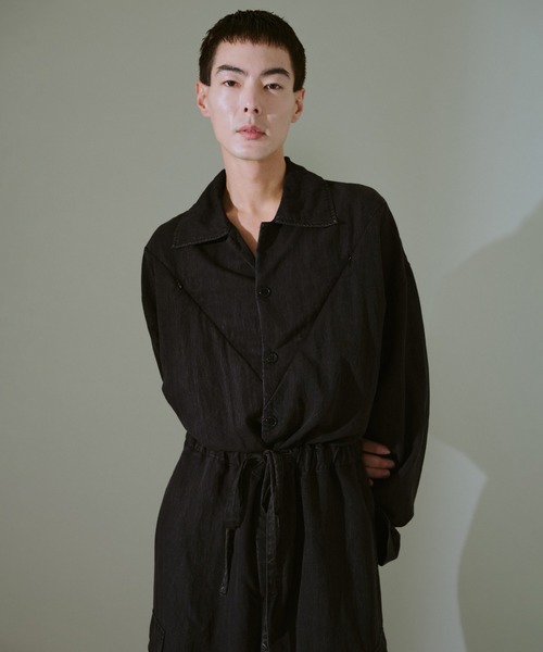 CAMPHOR WOOD(カンファーウッド)の「snow-wash faded rayon nylon l/s jump suit / ケミカルウォッシュフェードナイロンレーヨンL/Sジャンプスーツ(つなぎ/オールインワン・メンズ・ブラック系2/ブラック系1・SMALL/MEDIUM/LARGE)」の21枚目の写真