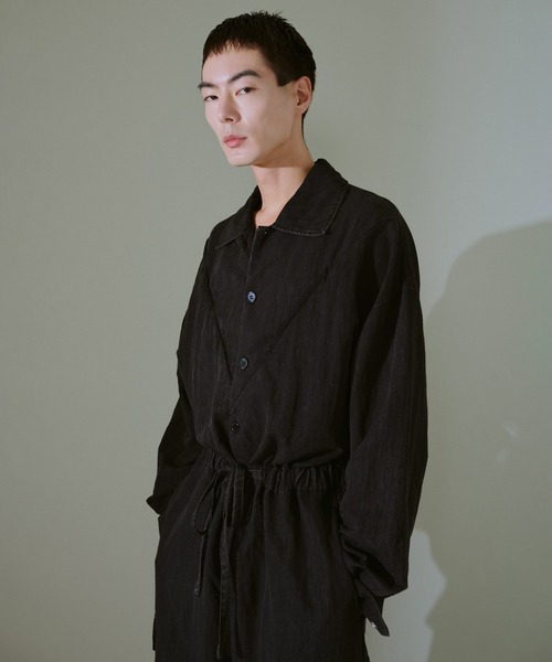 CAMPHOR WOOD(カンファーウッド)の「snow-wash faded rayon nylon l/s jump suit / ケミカルウォッシュフェードナイロンレーヨンL/Sジャンプスーツ(つなぎ/オールインワン・メンズ・ブラック系2/ブラック系1・SMALL/MEDIUM/LARGE)」の11枚目の写真