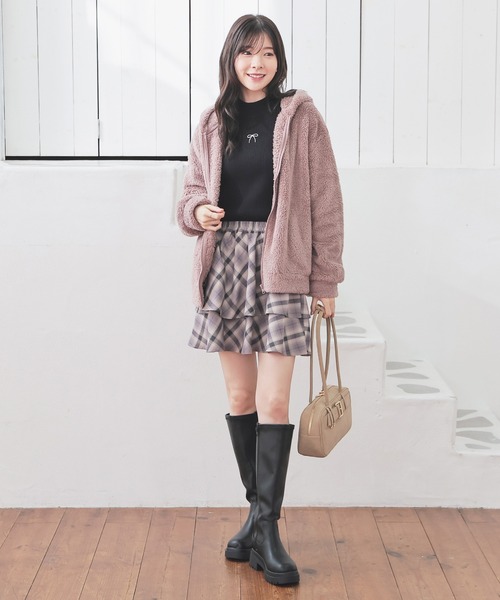 Honeys（ハニーズ）の「フレア袖ニット（ニット/セーター・レディース・アイボリー/ホワイト×ブラック/サックスブルー/ブラック・L/M/S）」の12枚目の写真