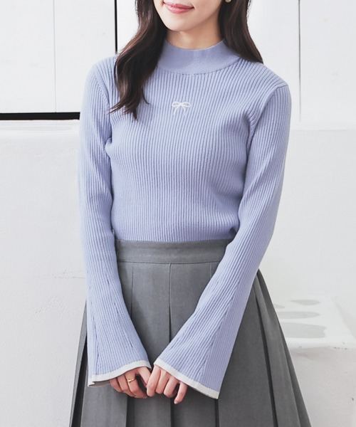 Honeys（ハニーズ）の「フレア袖ニット（ニット/セーター・レディース・アイボリー/ホワイト×ブラック/サックスブルー/ブラック・L/M/S）」の21枚目の写真