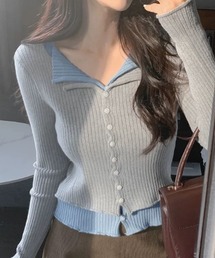 Uenui | 【 cunii 】 バイカラー レイヤード ニット カーディガン 秋冬新作(ニット/セーター)