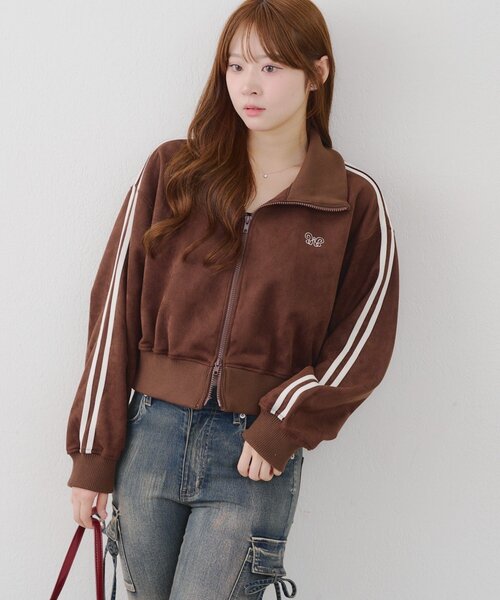 Another Branch olive des olive（アナザーブランチオリーブデオリーブ）の「【丈が選べる！】スエードポンチトラックジャケット（ブルゾン・レディース・チャコールグレー/ブラウン/アイボリー・SMALL/MEDIUM）」の10枚目の写真