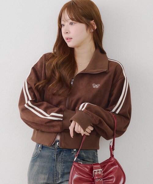 Another Branch olive des olive（アナザーブランチオリーブデオリーブ）の「【丈が選べる！】スエードポンチトラックジャケット（ブルゾン・レディース・チャコールグレー/ブラウン/アイボリー・SMALL/MEDIUM）」の11枚目の写真