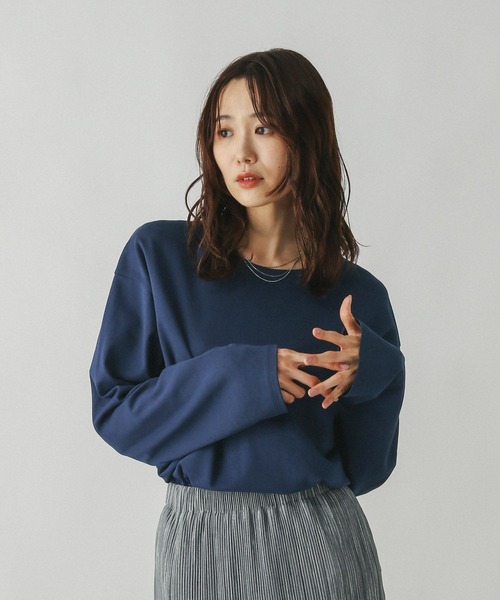 GLOBAL WORK(グローバルワーク)の「Fffit エフィット/汚れ落ちやすい長袖T/580820(Tシャツ/カットソー・レディース・ベージュ/ネイビー/ホワイト系その他2/ブラック・MEDIUM/SMALL/LARGE/X-LARGE)」の4枚目の写真