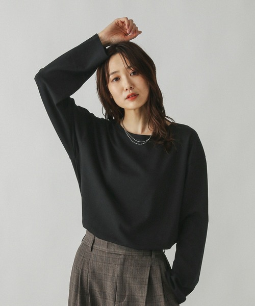 GLOBAL WORK(グローバルワーク)の「Fffit エフィット/汚れ落ちやすい長袖T/580820(Tシャツ/カットソー・レディース・ベージュ/ネイビー/ホワイト系その他2/ブラック・MEDIUM/SMALL/LARGE/X-LARGE)」の3枚目の写真