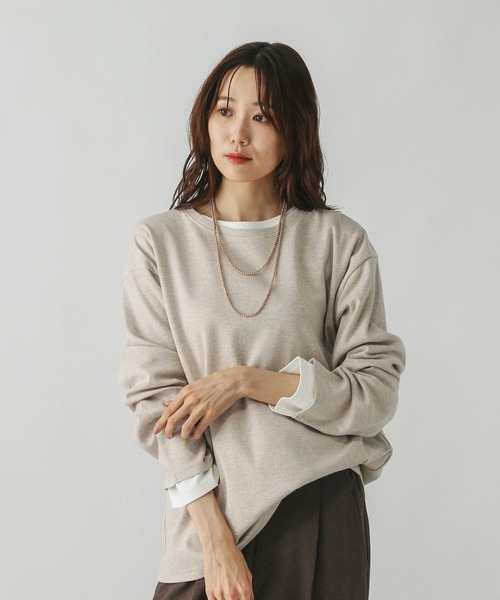 GLOBAL WORK(グローバルワーク)の「Fffit エフィット/汚れ落ちやすい長袖T/580820(Tシャツ/カットソー・レディース・ベージュ/ネイビー/ホワイト系その他2/ブラック・MEDIUM/SMALL/LARGE/X-LARGE)」の17枚目の写真