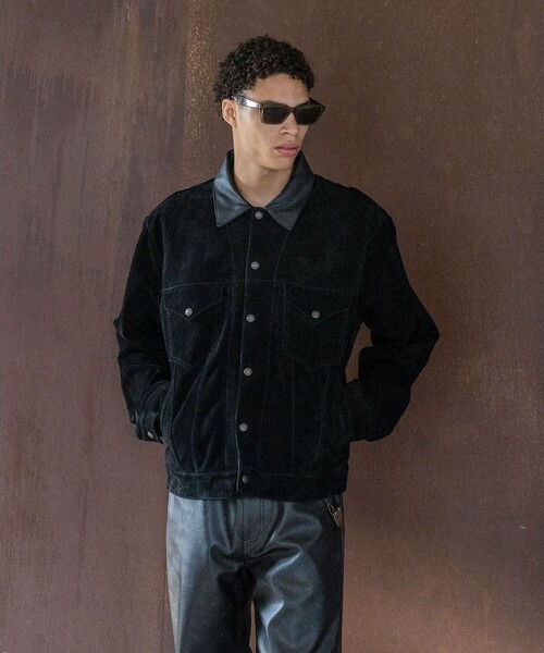 超希少✨バンソン3rd トラッカージャケット 黒色　40size 牛革 スエード PENNY'S FOREMOST × monkey time＞スエード トラッカー ジャケット