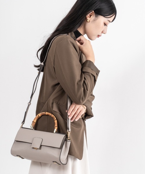 LORISTELLA(ロリステッラ)の「【LORISTELLA/ロリステッラ】2WAY レザー バンブーハンドル ハンドバッグ ワンハンドル バッグ BETH イタリア製(ショルダーバッグ・レディース・ブラック/スモークピンク・FREE)」の12枚目の写真