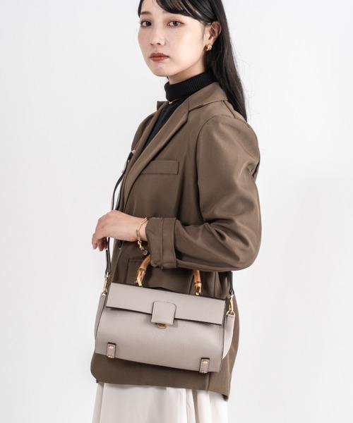 LORISTELLA(ロリステッラ)の「【LORISTELLA/ロリステッラ】2WAY レザー バンブーハンドル ハンドバッグ ワンハンドル バッグ BETH イタリア製(ショルダーバッグ・レディース・ブラック/スモークピンク・FREE)」の13枚目の写真