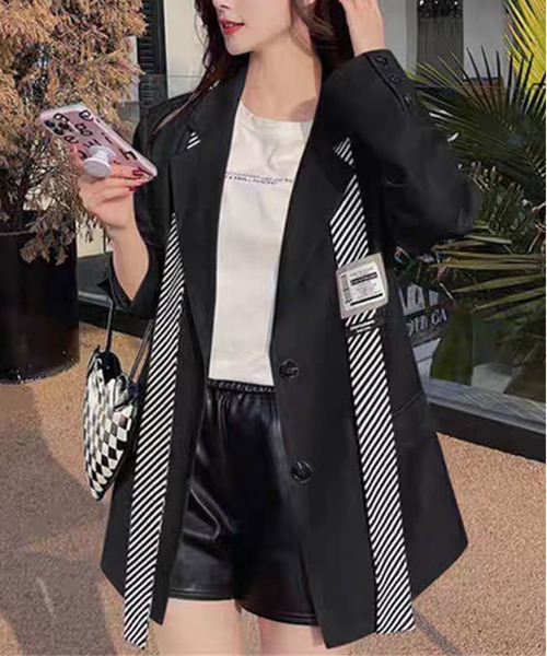 セール】【新作】ベージュのチェッカー柄スーツジャケット【二色選択