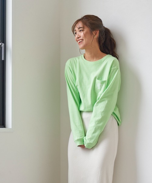Ocean Pacific(オーシャンパシフィック)の「【OP:オーピー】レディース 胸ポケットバックプリント長袖ロンT(Tシャツ/カットソー・レディース・グリーン・LARGE)」の7枚目の写真