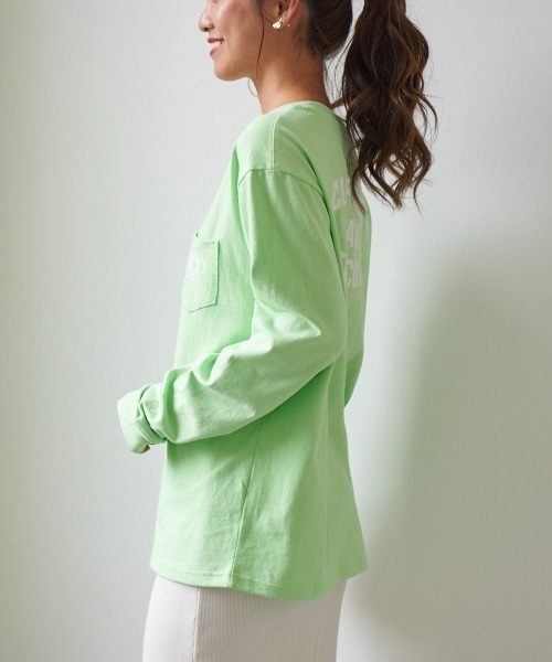 Ocean Pacific(オーシャンパシフィック)の「【OP:オーピー】レディース 胸ポケットバックプリント長袖ロンT(Tシャツ/カットソー・レディース・グリーン・LARGE)」の2枚目の写真