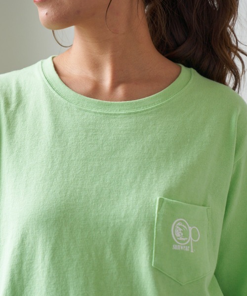 Ocean Pacific(オーシャンパシフィック)の「【OP:オーピー】レディース 胸ポケットバックプリント長袖ロンT(Tシャツ/カットソー・レディース・グリーン・LARGE)」の3枚目の写真