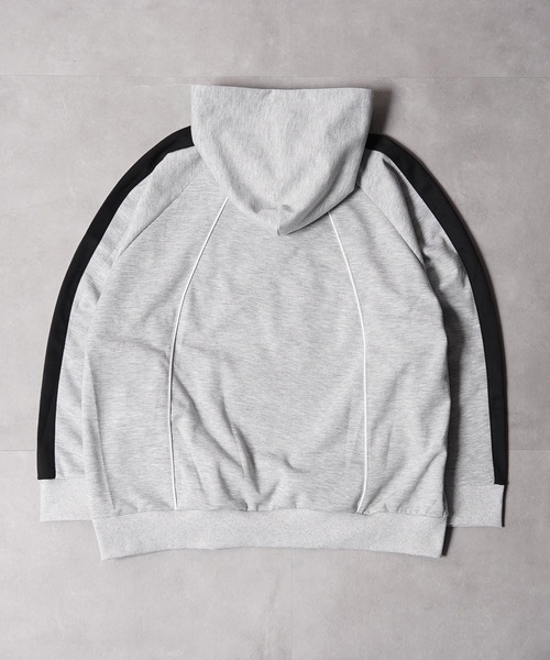 1111clothing(ワンフォークロージング)の「パイピング デザイン パーカー / Piping Design Hoodie(パーカー・メンズ・ネイビー/ブラック/グレー・L/M)」の6枚目の写真