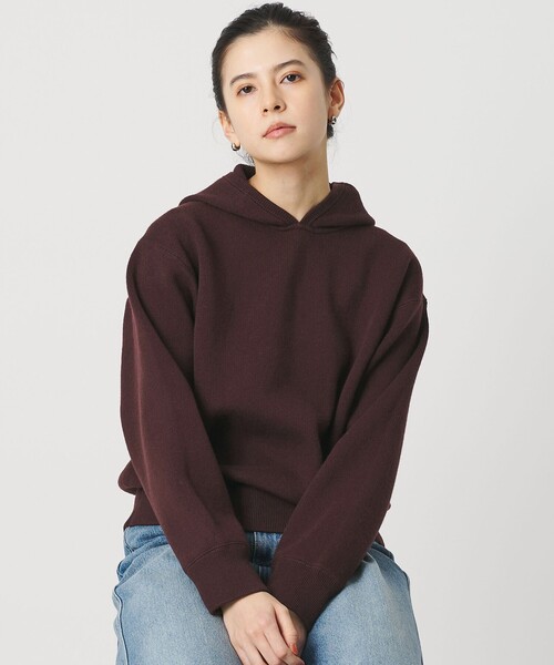 BEAUTY&YOUTH UNITED ARROWS（ビューティーアンドユースユナイテッドアローズ）の「コットンウールブレンド ソリッド＆ボーダーニットフーディ ウォッシャブル（ニット/セーター・レディース・ライトグレー/その他1/ワイン/ネイビー・FREE）」の4枚目の写真