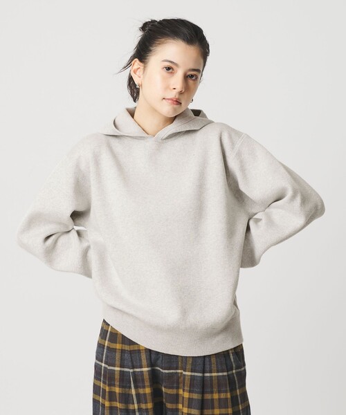 BEAUTY&YOUTH UNITED ARROWS（ビューティーアンドユースユナイテッドアローズ）の「コットンウールブレンド ソリッド＆ボーダーニットフーディ ウォッシャブル（ニット/セーター・レディース・ライトグレー/その他1/ワイン/ネイビー・FREE）」の2枚目の写真