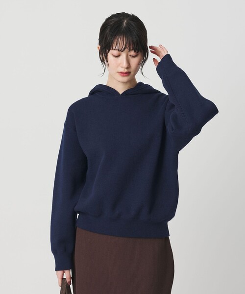 BEAUTY&YOUTH UNITED ARROWS（ビューティーアンドユースユナイテッドアローズ）の「コットンウールブレンド ソリッド＆ボーダーニットフーディ ウォッシャブル（ニット/セーター・レディース・ライトグレー/その他1/ワイン/ネイビー・FREE）」の5枚目の写真