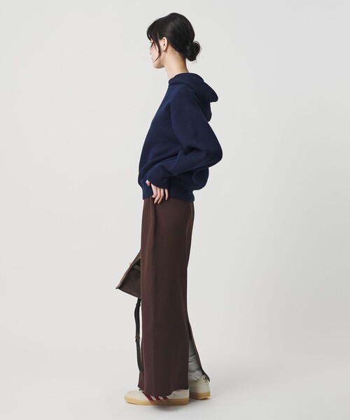 BEAUTY&YOUTH UNITED ARROWS（ビューティーアンドユースユナイテッドアローズ）の「コットンウールブレンド ソリッド＆ボーダーニットフーディ ウォッシャブル（ニット/セーター・レディース・ライトグレー/その他1/ワイン/ネイビー・FREE）」の6枚目の写真