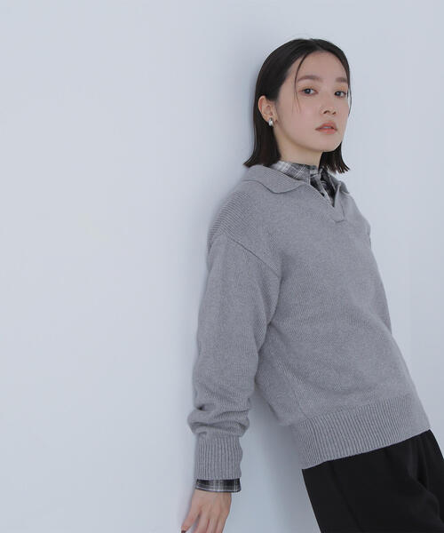 NATURAL BEAUTY BASIC(ナチュラルビューティーベーシック)の「◇スキッパーポロニット(ニット/セーター・レディース・ベージュ/ブルー/グレー・FREE)」の8枚目の写真
