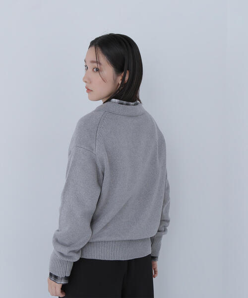 NATURAL BEAUTY BASIC(ナチュラルビューティーベーシック)の「◇スキッパーポロニット(ニット/セーター・レディース・ベージュ/ブルー/グレー・FREE)」の4枚目の写真