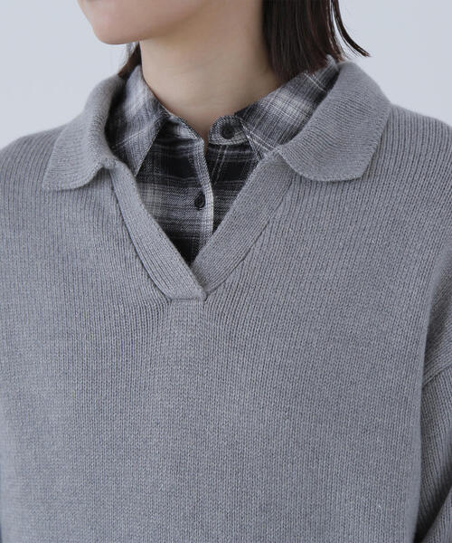 NATURAL BEAUTY BASIC(ナチュラルビューティーベーシック)の「◇スキッパーポロニット(ニット/セーター・レディース・ベージュ/ブルー/グレー・FREE)」の14枚目の写真