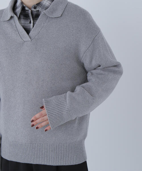 NATURAL BEAUTY BASIC(ナチュラルビューティーベーシック)の「◇スキッパーポロニット(ニット/セーター・レディース・ベージュ/ブルー/グレー・FREE)」の15枚目の写真