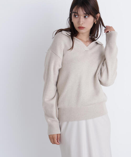 NATURAL BEAUTY BASIC(ナチュラルビューティーベーシック)の「◇スキッパーポロニット(ニット/セーター・レディース・ベージュ/ブルー/グレー・FREE)」の20枚目の写真