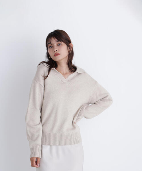 NATURAL BEAUTY BASIC(ナチュラルビューティーベーシック)の「◇スキッパーポロニット(ニット/セーター・レディース・ベージュ/ブルー/グレー・FREE)」の22枚目の写真