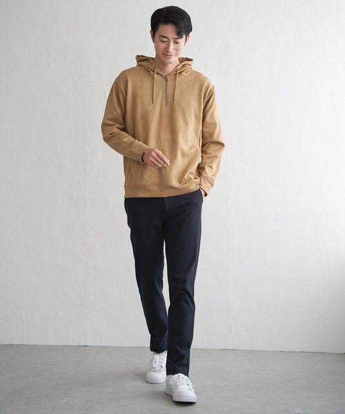 ikka（イッカ）の「【抗菌防臭／吸水速乾】GOKU楽スエードハーフジップパーカ（パーカー・メンズ・カーキ/グレイッシュベージュ/ブルー/キャメル/チャコール・M/L/XL/S）」の7枚目の写真