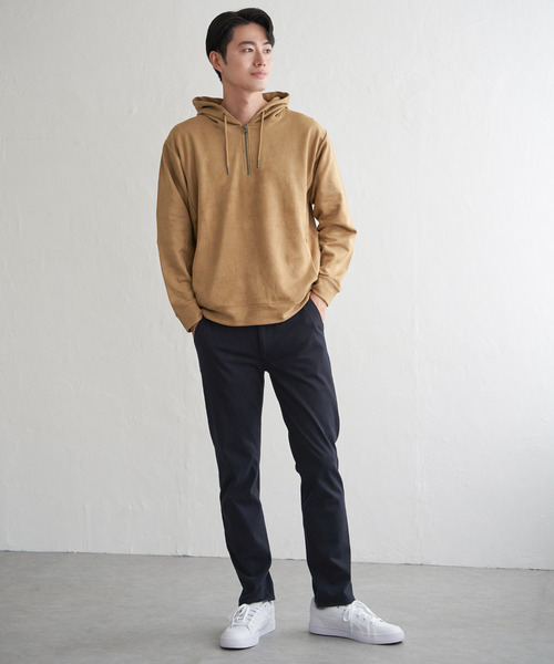 ikka（イッカ）の「【抗菌防臭／吸水速乾】GOKU楽スエードハーフジップパーカ（パーカー・メンズ・カーキ/グレイッシュベージュ/ブルー/キャメル/チャコール・M/L/XL/S）」の8枚目の写真