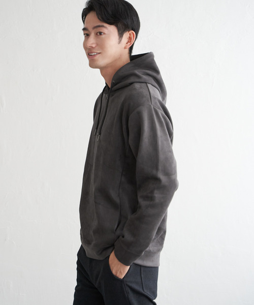 ikka（イッカ）の「【抗菌防臭／吸水速乾】GOKU楽スエードハーフジップパーカ（パーカー・メンズ・カーキ/グレイッシュベージュ/ブルー/キャメル/チャコール・M/L/XL/S）」の10枚目の写真