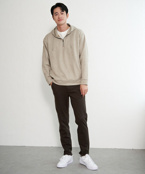 ikka（イッカ）の「【抗菌防臭／吸水速乾】GOKU楽スエードハーフジップパーカ（パーカー・メンズ・カーキ/グレイッシュベージュ/ブルー/キャメル/チャコール・M/L/XL/S）」の18枚目の写真