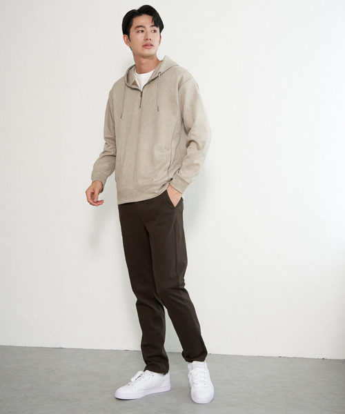 ikka（イッカ）の「【抗菌防臭／吸水速乾】GOKU楽スエードハーフジップパーカ（パーカー・メンズ・カーキ/グレイッシュベージュ/ブルー/キャメル/チャコール・M/L/XL/S）」の19枚目の写真
