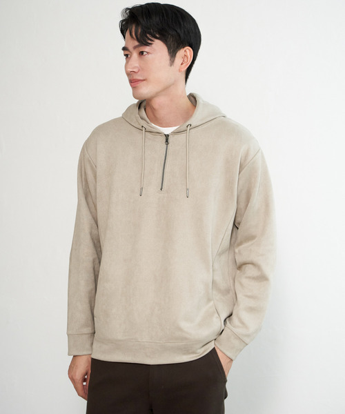 ikka（イッカ）の「【抗菌防臭／吸水速乾】GOKU楽スエードハーフジップパーカ（パーカー・メンズ・カーキ/グレイッシュベージュ/ブルー/キャメル/チャコール・M/L/XL/S）」の17枚目の写真