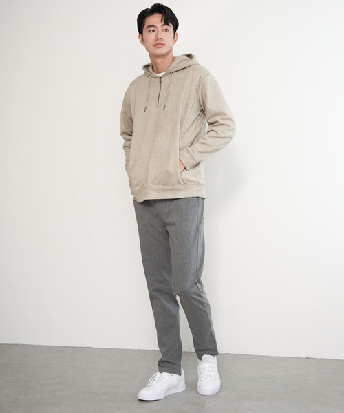 ikka（イッカ）の「【抗菌防臭／吸水速乾】GOKU楽スエードハーフジップパーカ（パーカー・メンズ・カーキ/グレイッシュベージュ/ブルー/キャメル/チャコール・M/L/XL/S）」の21枚目の写真