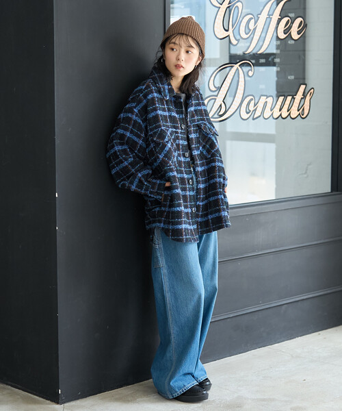 FREAK'S STORE(フリークスストア)の「CPO チェック シャツジャケット(ブルゾン・レディース・グレー/ブラック・フリ-)」の4枚目の写真