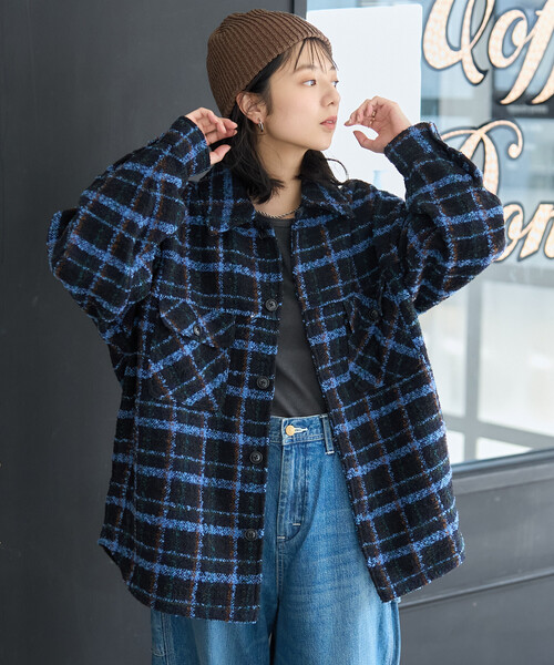 FREAK'S STORE(フリークスストア)の「CPO チェック シャツジャケット(ブルゾン・レディース・グレー/ブラック・フリ-)」の8枚目の写真