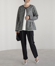 RIRIYANO | ペプラムジャケット×テーパードパンツ セレモニー2点セット／カットツイード／入学式・卒業式・七五三・通勤(スーツセット)