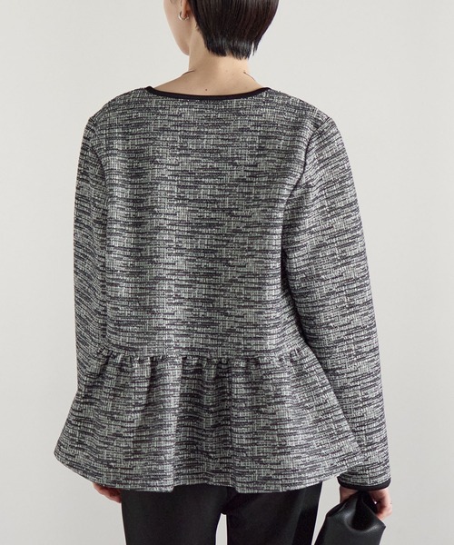 RIRIYANO（リリヤーノ）の「ペプラムジャケット×テーパードパンツ セレモニー2点セット／カットツイード／入学式・卒業式・七五三・通勤（スーツセット・レディース・ブラック/ライトグレー・X-LARGE/LARGE/MEDIUM）」の14枚目の写真