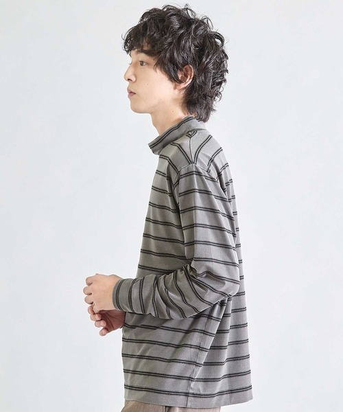 UNION STATION(ユニオンステーション)の「フェードジャガードボーダー モックネックTシャツ(Tシャツ/カットソー・メンズ・パープル/ブラック・M)」の5枚目の写真